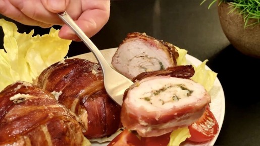 Куриные рулетики с беконом и моцареллой, которые приятно удивят гостей
